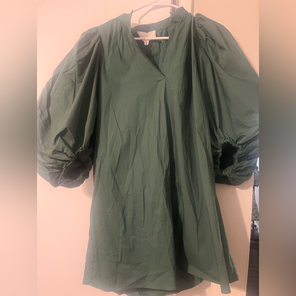 Pomander Place Emerald Puff Sleeve Dress